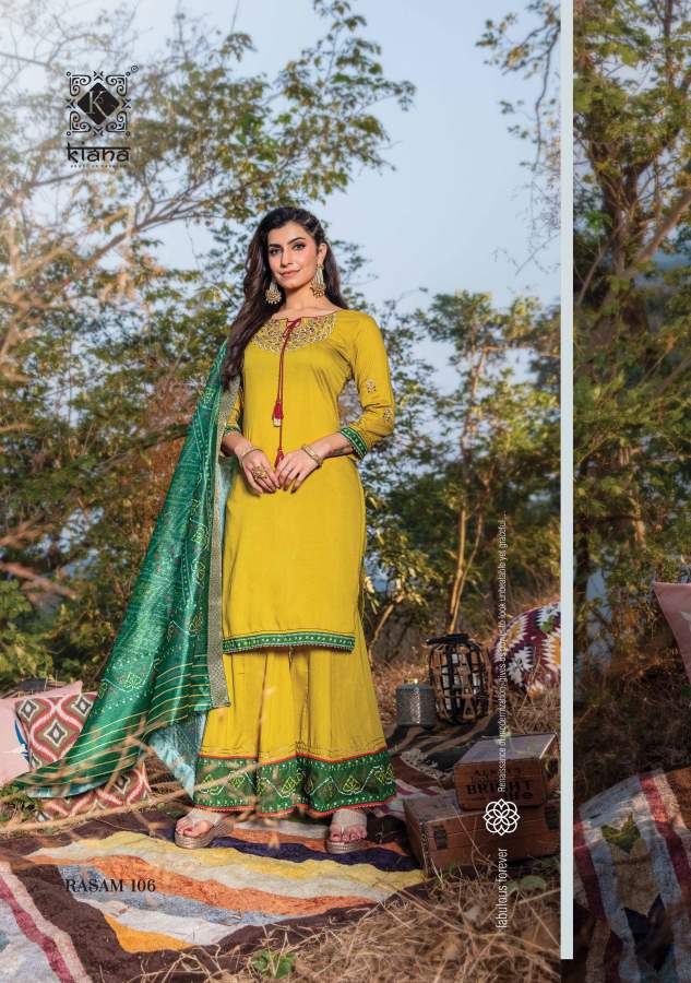 Kiana Rasam Fancy Wear Muslin Silk Kurti With Bottom And Dupatta Readymade  Collection